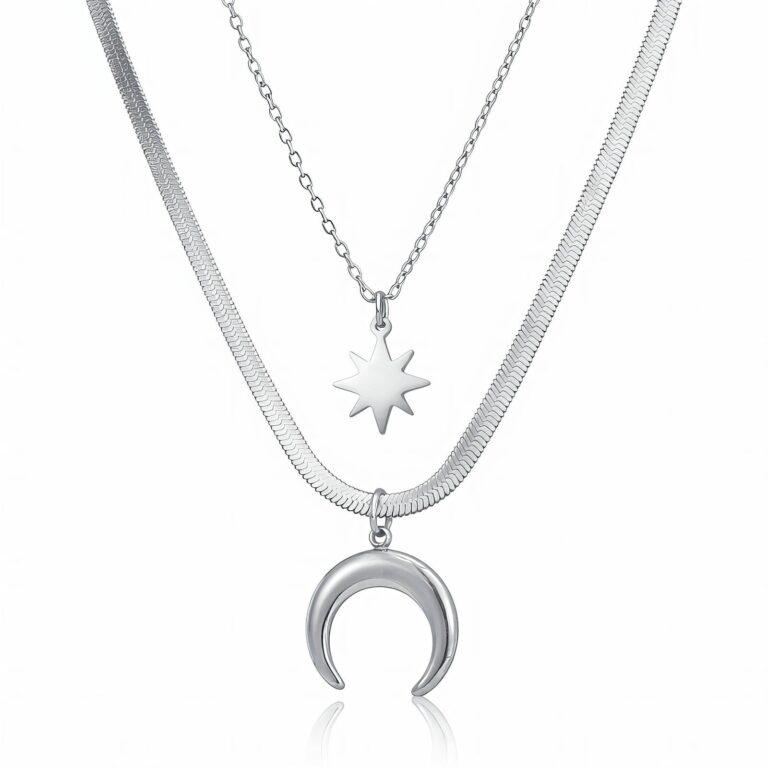 Waterproof stainless steel necklace with lobster claw clasp and pendant