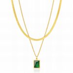 18K gold plated stainless steel necklace with cubic zirconia pendant