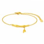18K gold plated flower bracelet on stainless steel