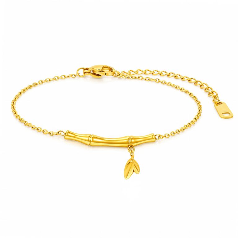 18K gold plated flower bracelet on stainless steel