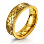 18K gold plated stainless steel sized ring on white background