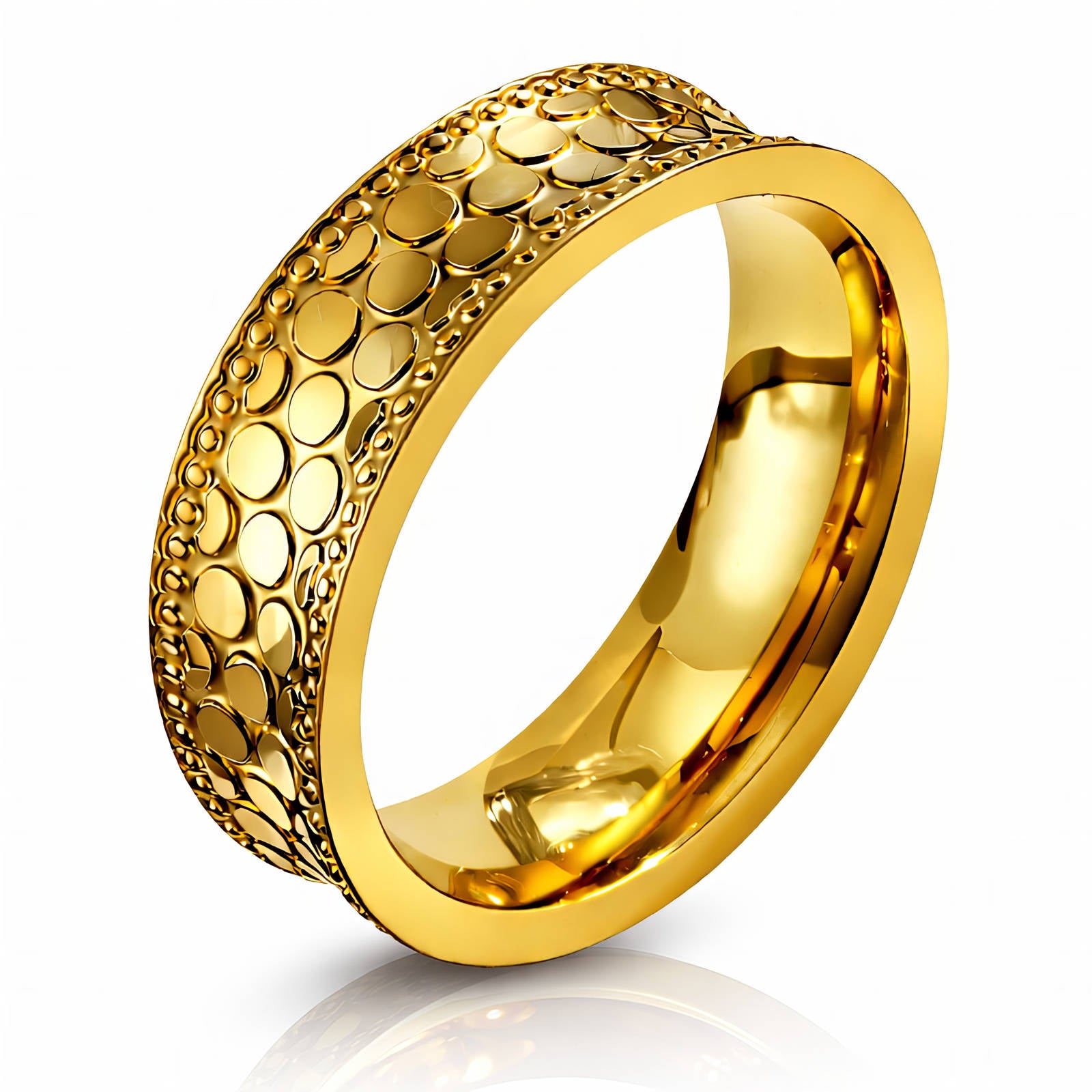 91383-0_173429 18K gold plated stainless steel sized ring on white background