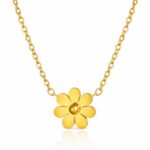 18K gold plated stainless steel flower necklace with lobster claw clasp