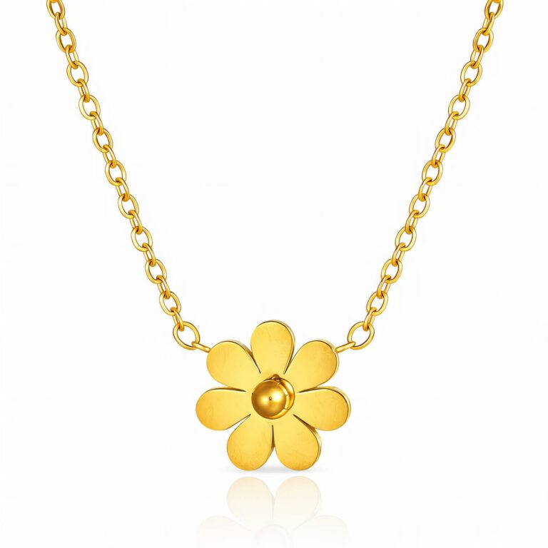 18K gold plated stainless steel flower necklace with lobster claw clasp
