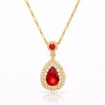 18K gold plated stainless steel necklace with cubic zirconia pendant