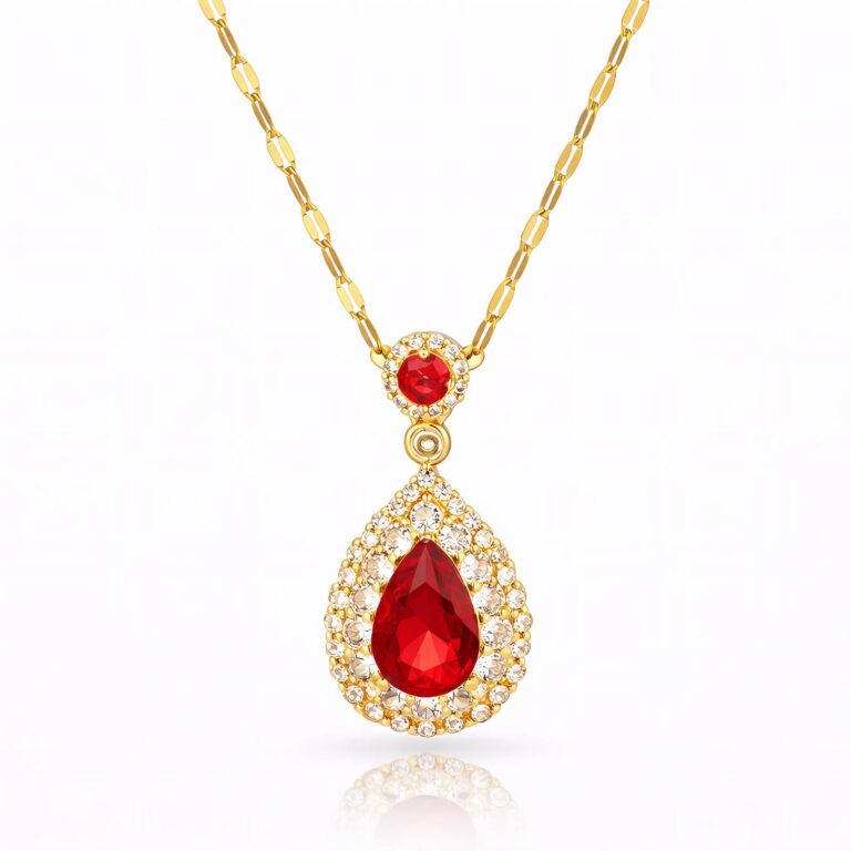 18K gold plated stainless steel necklace with cubic zirconia pendant