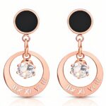 18K gold plated stainless steel stud earrings with cubic zirconia