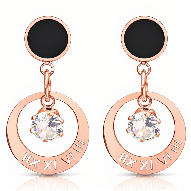18K gold plated stainless steel stud earrings with cubic zirconia