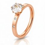 18K gold plated stainless steel ring with cubic zirconia inserts