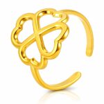 Adjustable 18K gold plated stainless steel flower ring close-up