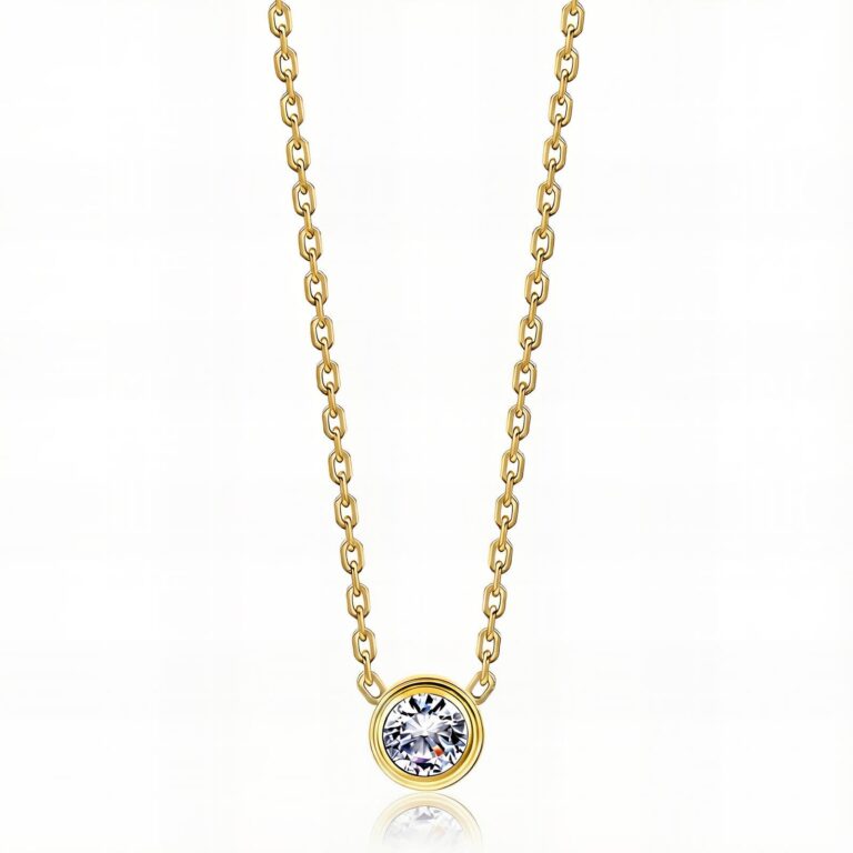 18K gold plated stainless steel necklace with cubic zirconia pendant