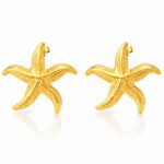 18K gold plated stainless steel starfish earrings close-up
