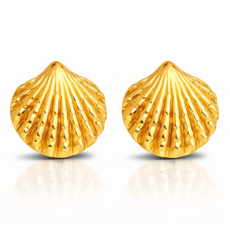 18K gold plated stainless steel seashell stud earrings