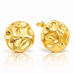 18K gold plated stainless steel stud earrings, 3 by 3 cm size