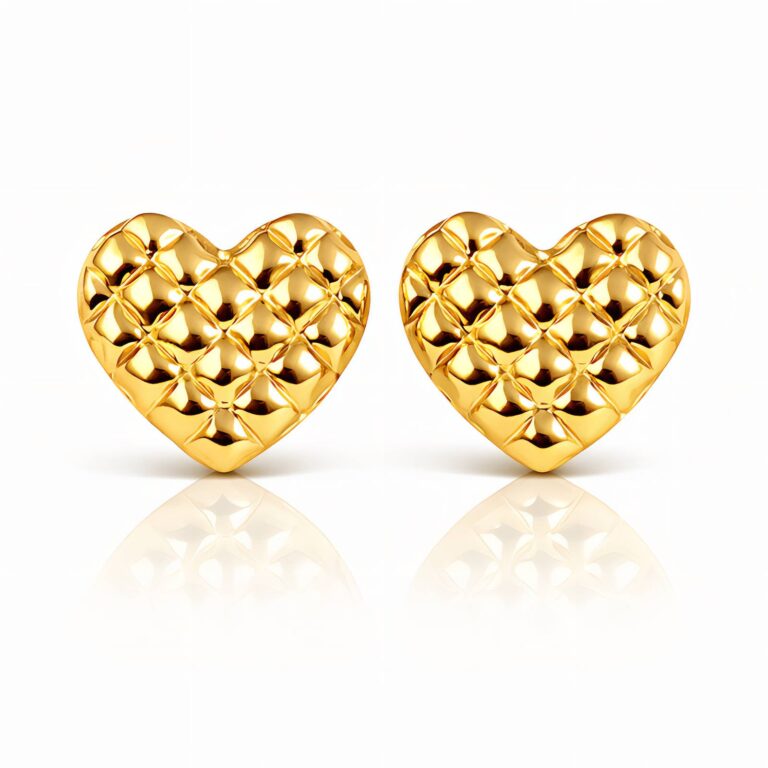 18K gold plated stainless steel heart stud earrings