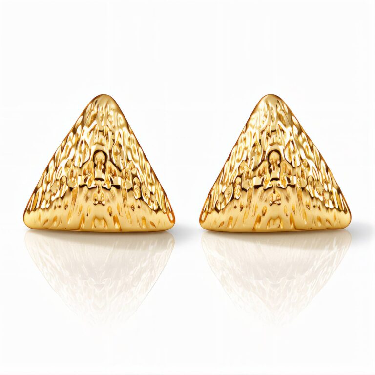 18K gold plated stainless steel stud earrings front view