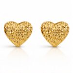 18K gold plated stainless steel heart stud earrings close-up