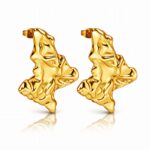 18K gold plated stainless steel stud earrings on white background