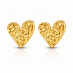 18K gold plated stainless steel heart stud earrings front view