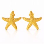 18K gold plated stainless steel starfish stud earrings
