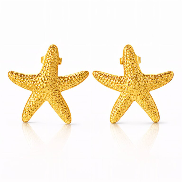 18K gold plated stainless steel starfish stud earrings
