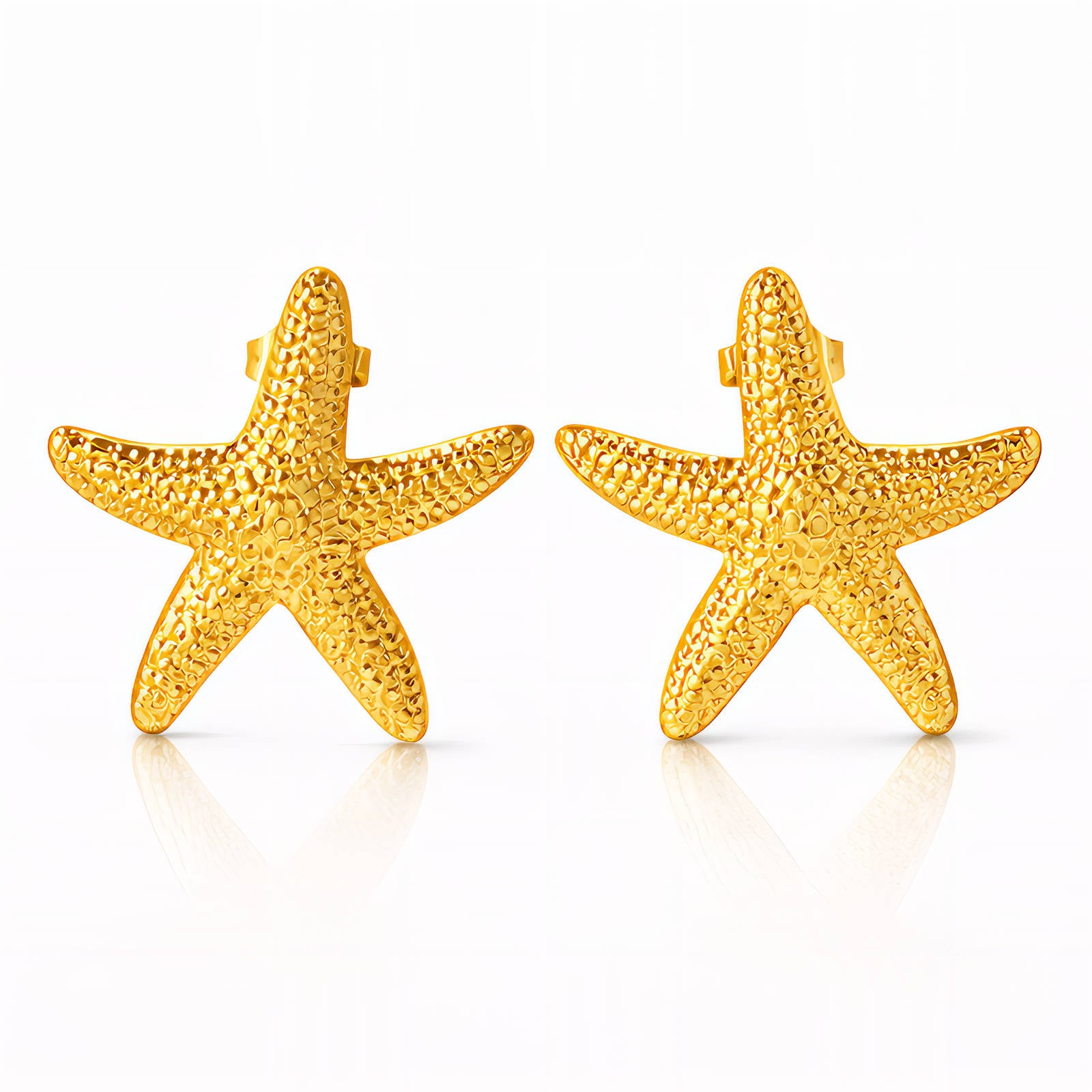 91474-0_10036 18K gold plated stainless steel starfish stud earrings