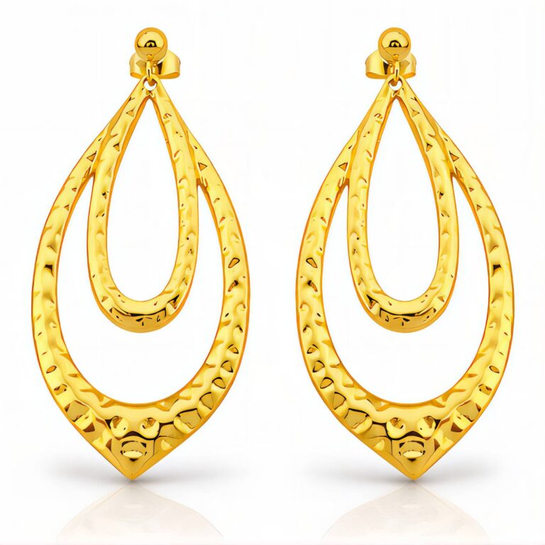 18K gold plated stainless steel stud earrings on white background
