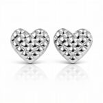 stainless steel heart stud earrings on white background