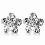 stainless steel flower stud earrings front view
