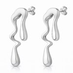 stainless steel stud earrings 3.8 by 1.3 cm close-up
