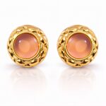 18K gold plated stainless steel stud earrings on white background