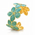 18K gold plated flower meadow enamel stainless steel bracelet