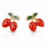 18K gold plated stainless steel strawberry stud earrings