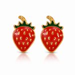 18K gold plated stainless steel strawberry stud earrings