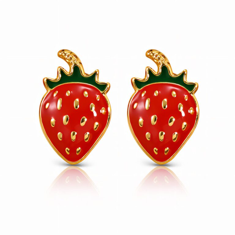 18K gold plated stainless steel strawberry stud earrings