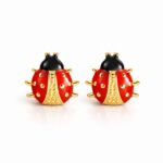18K gold plated ladybugs stainless steel stud earrings
