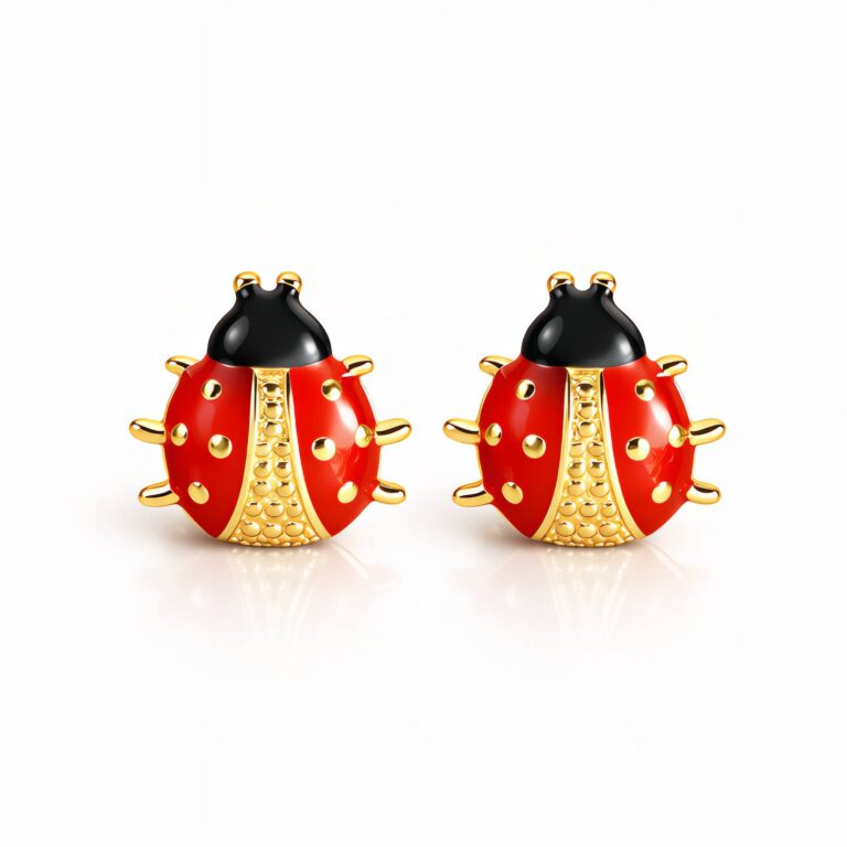 18K gold plated ladybugs stainless steel stud earrings