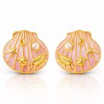 18K gold plated starfish crab lobster stud earrings on white background