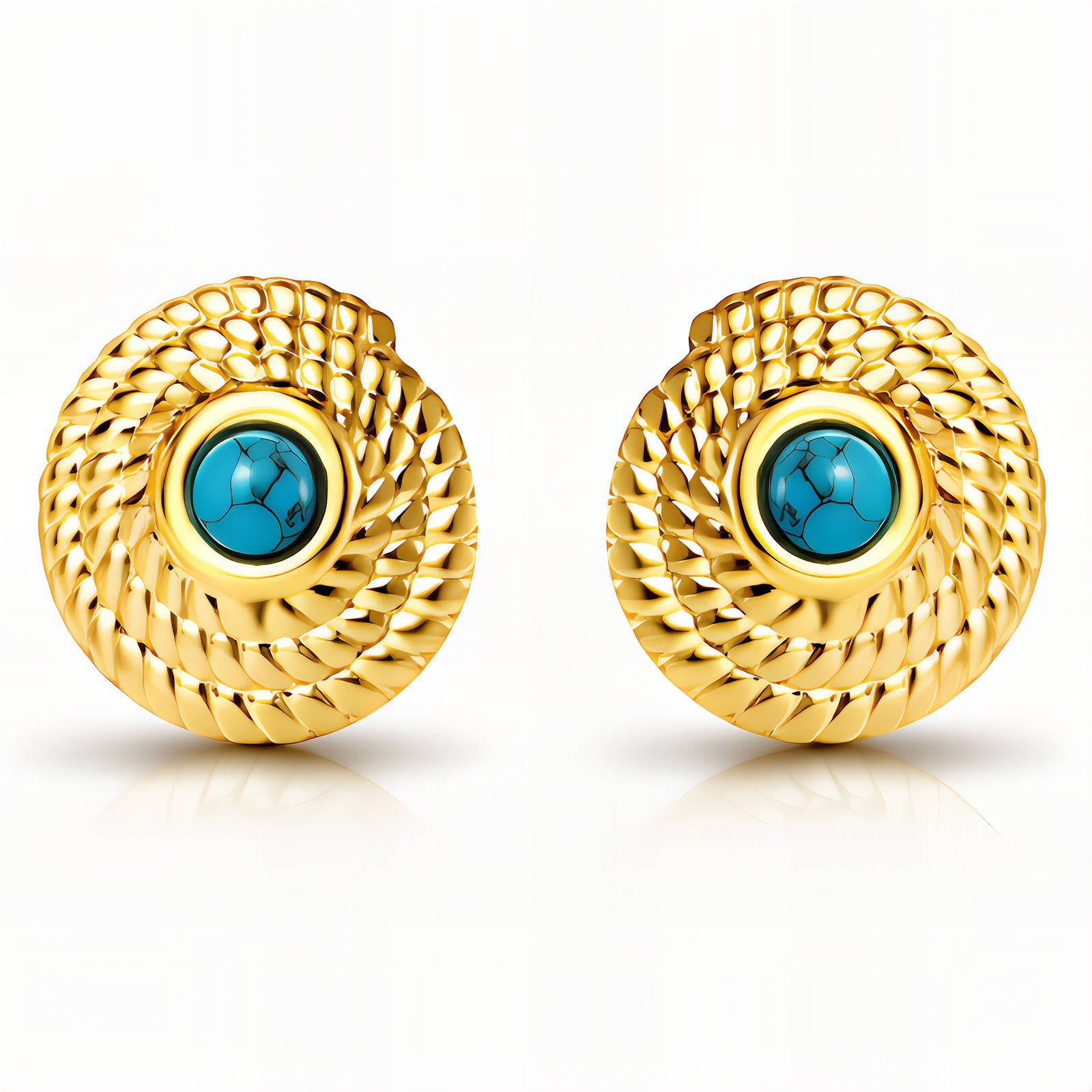 91517-0_09024_110331 18K gold plated stainless steel stud earrings on white background