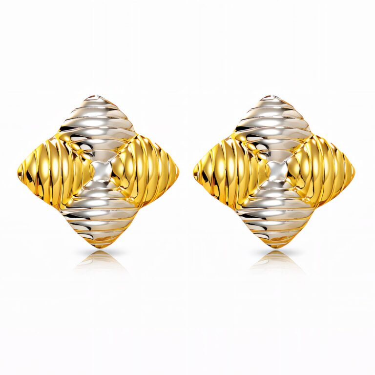 18K gold plated stainless steel stud earrings front view