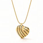 18K gold plated stainless steel heart necklace with lobster claw clasp