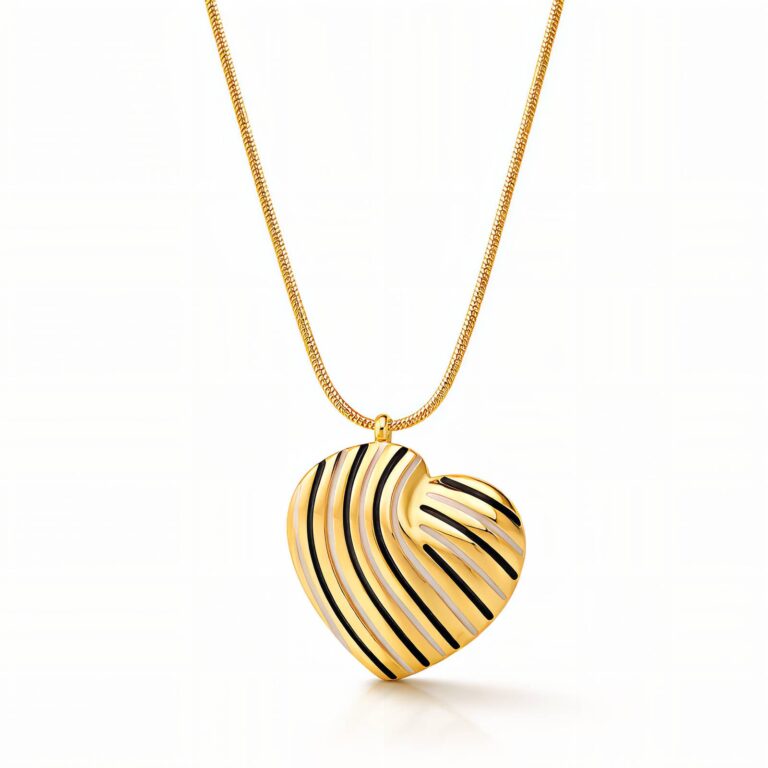 18K gold plated stainless steel heart necklace with lobster claw clasp