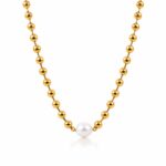 18K gold plated stainless steel pearl imitation necklace with lobster claw clasp