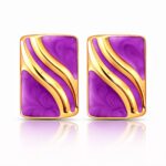 18K gold plated stainless steel stud earrings on white background