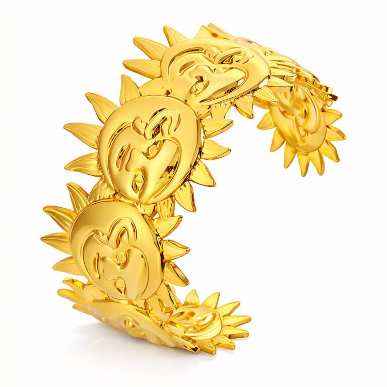Suns 18K gold plated stainless steel bracelet with bold design