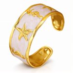 18K gold plated starfish bracelet with enamel on stainless steel