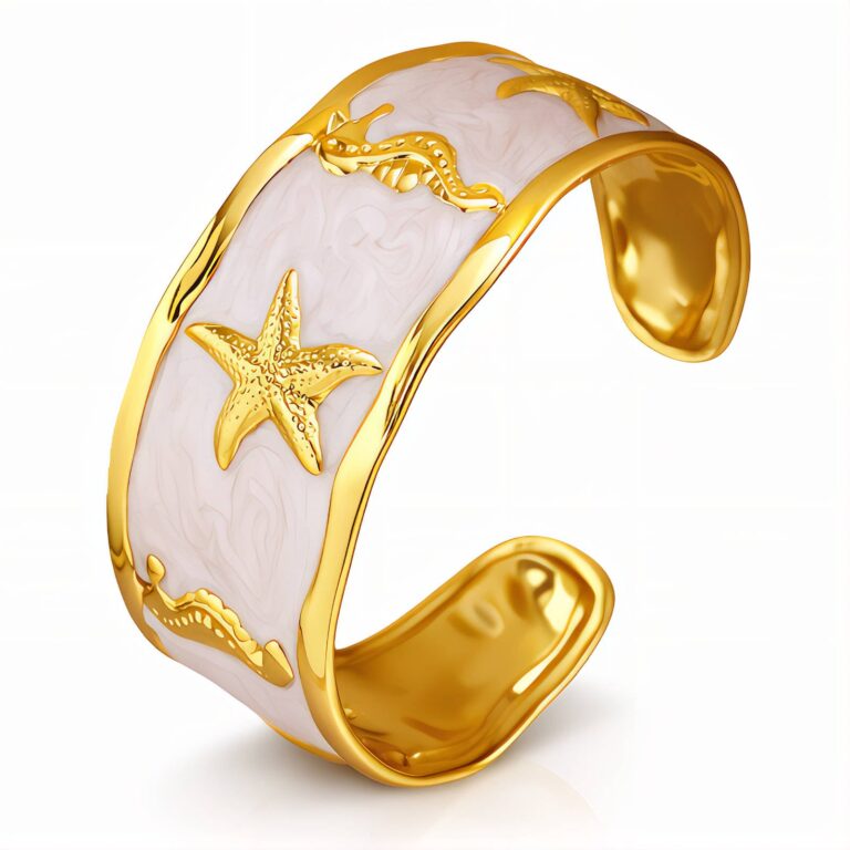 18K gold plated starfish bracelet with enamel on stainless steel