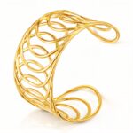 18K gold plated stainless steel bracelet with 5cm diameter and 3.3cm width