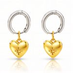 18K gold plated stainless steel heart earrings front view