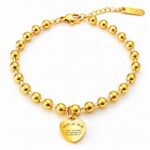 18K gold plated stainless steel heart bracelet front view